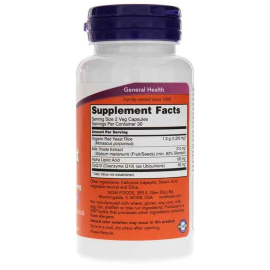 Red Yeast Rice 600 Mg with CoQ10 30 Mg, NOW